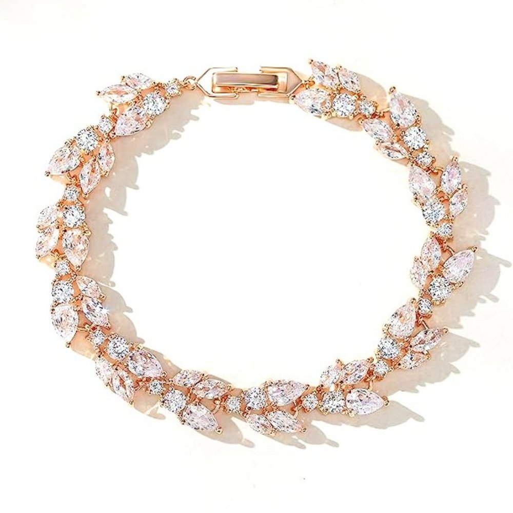 Bridal Jewelry Rose Gold Bridal Bracelet Wedding Jewelry Statement Bracelets